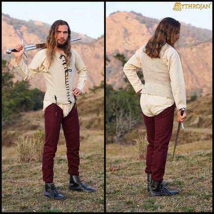 Handcrafted Linen Sleeveless Pourpoint - View from Front and Back