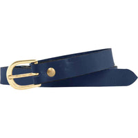 Leather Belt with Brass D-Buckle - Blue or Red