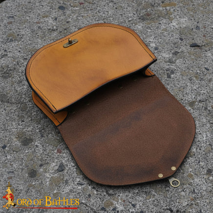 High Quality Genuine leather Viking Knotwork Etched Belt Bag