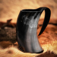 Valknut Trefoil Knot Viking Tankard Horn 5"- 6" inch (12.7cm to 15.25cm)