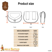 Knotwork Etched Genuine Leather Belt Bag sizing guide