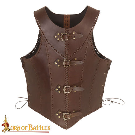 Ladies viking brown leather armour