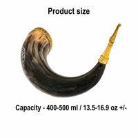 Large Algiz Sigil carved Drinking Horn Sizing Guide