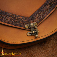 Larping Costume Genuine leather Viking Knotwork Etched Belt Bag