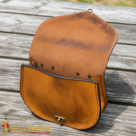 Leather Belt Bag SCA Reenactment Viking Knotwork Etched