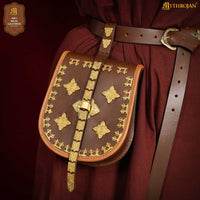 Leather Birka Bag with brass decorative fittings and border