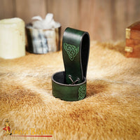 Leather belt drinking horn holder