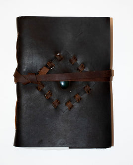 Leather diary with diamond design and stone