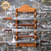 Solid Wood 6 Tier Sword Stand Medieval Sword Wall Mount Samurai Sword Display