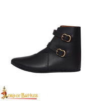 Renaissance Black Leather Boot with Buckle