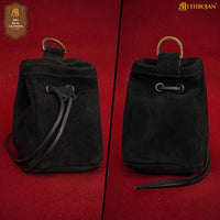 Medieval Drawstring Belt Bag - Black