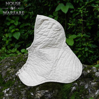 Living History Canvas Padded Arming Hood with Collar and Cap - Ecru