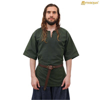Medieval Canvas Tunic 100% Cotton GreenShort-Sleeve