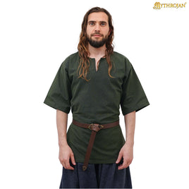 Medieval Canvas Tunic 100% Cotton GreenShort-Sleeve