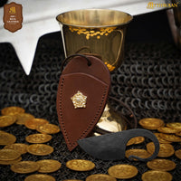 Celtic Ring Necklace Knife with Brown Leather Sheath