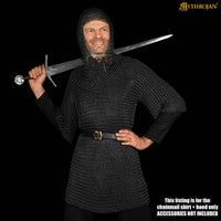Chainmail Shirt with Coif Blackened - Large