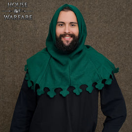 Dark Ages Green Liripipe Woolen Hood- LARP, SCA & Reenactment
