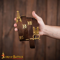 Trefoil and Cathedral Medieval Brown Belt - Veg Tan Leather