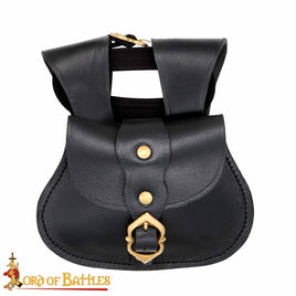 Medieval Leather Girdle Pouch 2 piece complete set