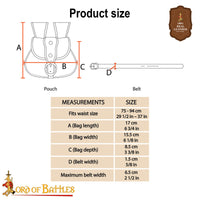 Medieval Leather Girdle Pouch Sizing Guide