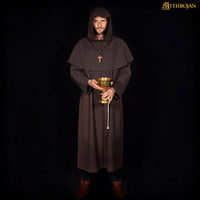 Medieval Monk's Hooded Robe with Rope Belt