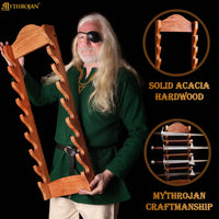 Solid Wood 8 Tier Sword Stand Wall Mount Display