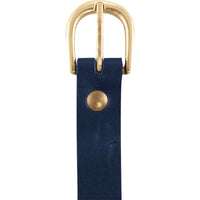Leather Belt with Brass D-Buckle - Blue or Red