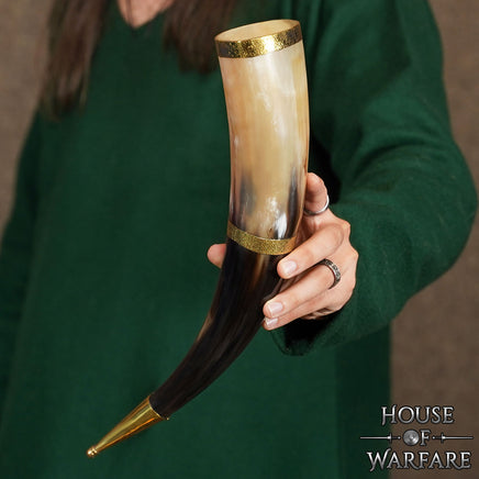 Renaissance Brass-Tipped Drinking Horn