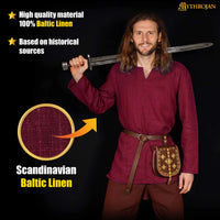 Medieval Canvas Tunic 100% Cotton Wine Red
