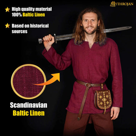 Medieval Canvas Tunic 100% Cotton Wine Red