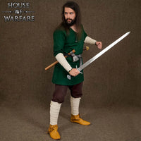 Medieval Ecru Canvas Leg Wraps with brass clasps LARP, SCA & Reenactment