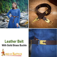 Trefoil and Cathedral Medieval Brown Belt - Veg Tan Leather