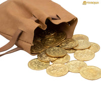 Drawstring leather Coin Pouch -  Tan