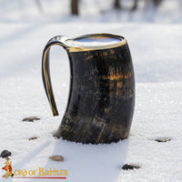 Medieval Tavern Horn Tankard with Brass for Role play and Reenactment