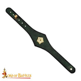 Medieval leather wristband made from green leather