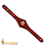 Medieval leather wristband made from red leather