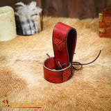 Red leather Viking horn holder