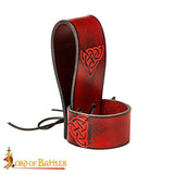 Red leather drinking horn holder