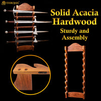 Solid Wood 8 Tier Sword Stand Wall Mount Display