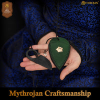 Celtic Ring Necklace Knife with Green Leather Sheath