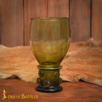 Renaissance Forest Green Glass Goblet with Prunts Drinkware