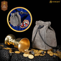Medieval Drawstring Belt Bag - Grey