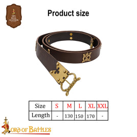Trefoil and Cathedral Medieval Brown Belt - Veg Tan Leather