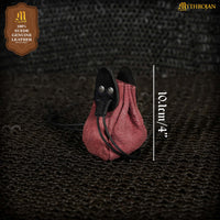 Red and Black Leather Drawstring Pouch