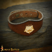 Renaissance leather wristband made from brown leather