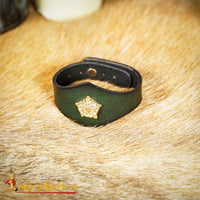 Renaissance leather wristband made from green leather