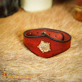Renaissance leather wristband made from red leather