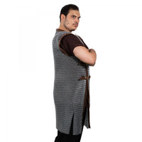 Round Ring Chainmail Byrnie with leather, Butted, 10 mm 16 gauge, Mild Steel
