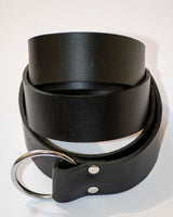 SCA Silver Ring Belt in Black Veg Leather