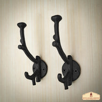 Rustic Cast Iron Tree Branch Wall Hooks – Set of 2